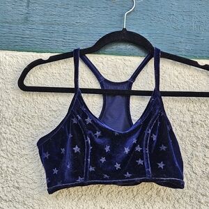 aerie blue velvet racerback bralette with stars small